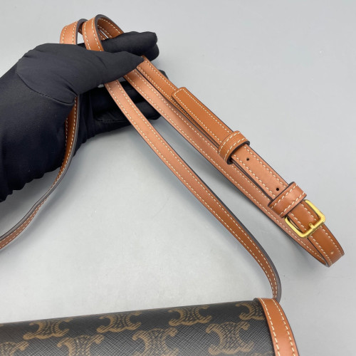 Celine Shoulder Bag Triomphe Brown Dark Grey