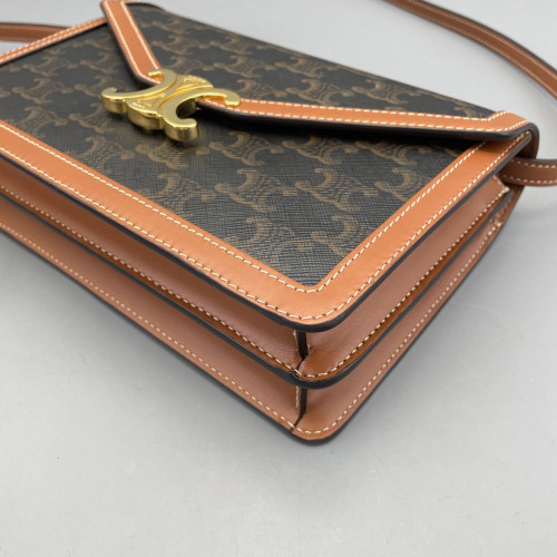 Celine Shoulder Bag Triomphe Brown Dark Grey