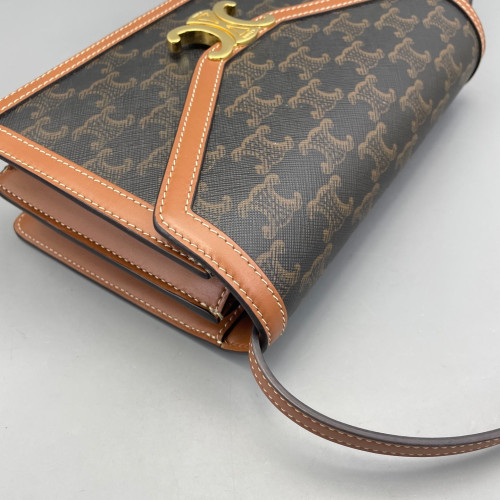 Celine Shoulder Bag Triomphe Brown Dark Grey
