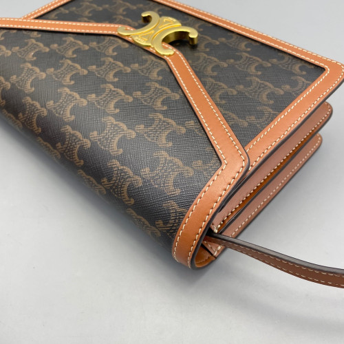 Celine Shoulder Bag Triomphe Brown Dark Grey