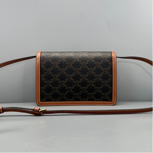 Celine Shoulder Bag Triomphe Brown Dark Grey