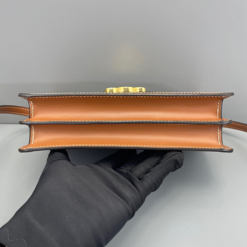 Celine Shoulder Bag Triomphe Brown Dark Grey