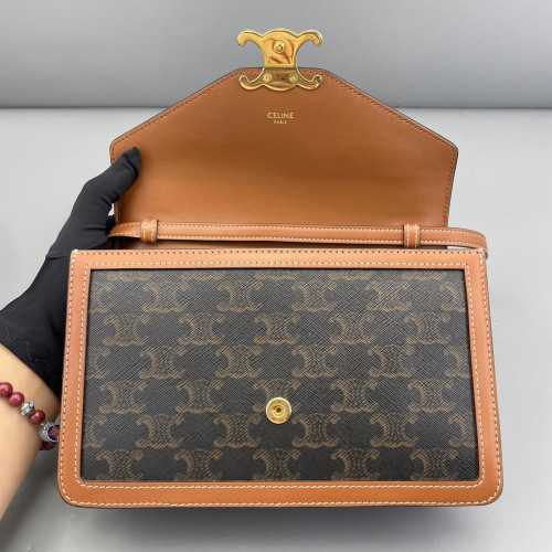 Celine Shoulder Bag Triomphe Brown Dark Grey