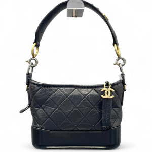 Chanel Quilted Small Gabrielle Hobo Calfskin Black Chanel Quilted Small Gabrielle Hobo Calfskin Black