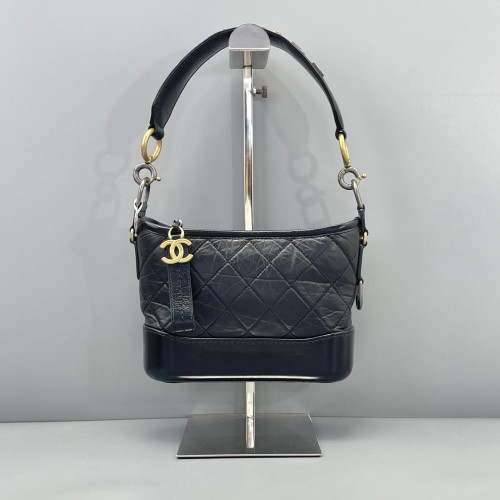 Chanel Quilted Small Gabrielle Hobo Calfskin Black Chanel Quilted Small Gabrielle Hobo Calfskin Black