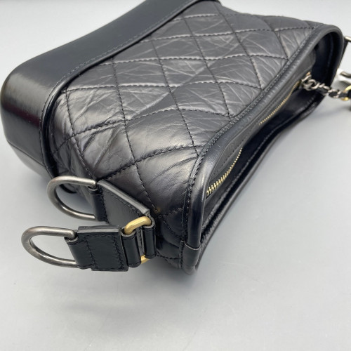 Chanel Quilted Small Gabrielle Hobo Calfskin Black Chanel Quilted Small Gabrielle Hobo Calfskin Black