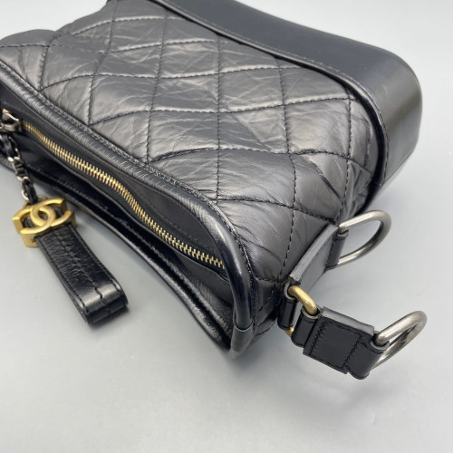 Chanel Quilted Small Gabrielle Hobo Calfskin Black Chanel Quilted Small Gabrielle Hobo Calfskin Black