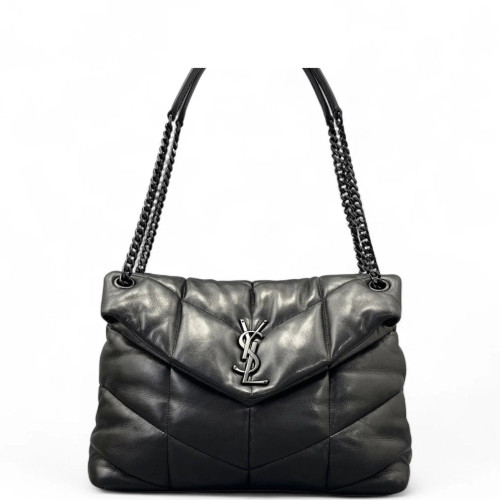 Yves Saint Laurent Medium Loulou Puffer Chain Soft Calfskin Black
