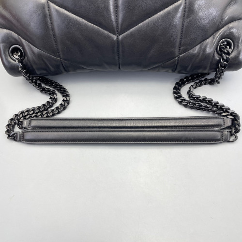 Yves Saint Laurent Medium Loulou Puffer Chain Soft Calfskin Black