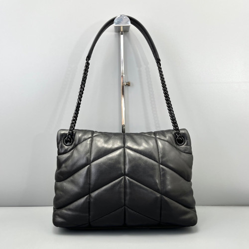 Yves Saint Laurent Medium Loulou Puffer Chain Soft Calfskin Black