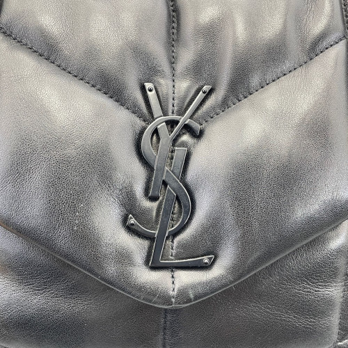 Yves Saint Laurent Medium Loulou Puffer Chain Soft Calfskin Black