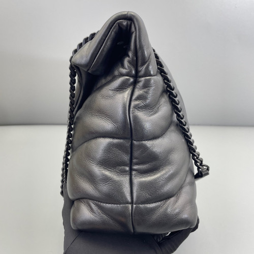 Yves Saint Laurent Medium Loulou Puffer Chain Soft Calfskin Black