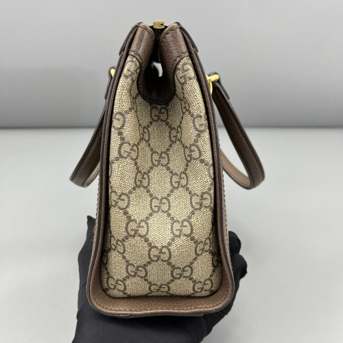 Gucci Tote Bag GG Supreme Monogram Beige Ebony Dark Brown