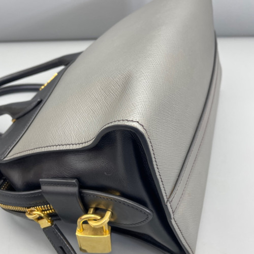 Prada Medium Esplanade Saffiano Calfskin Black Grey