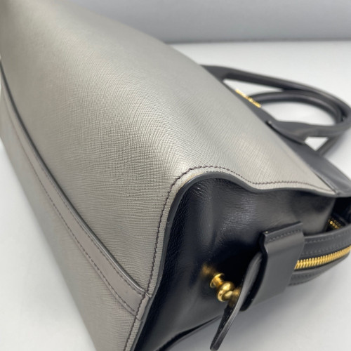 Prada Medium Esplanade Saffiano Calfskin Black Grey