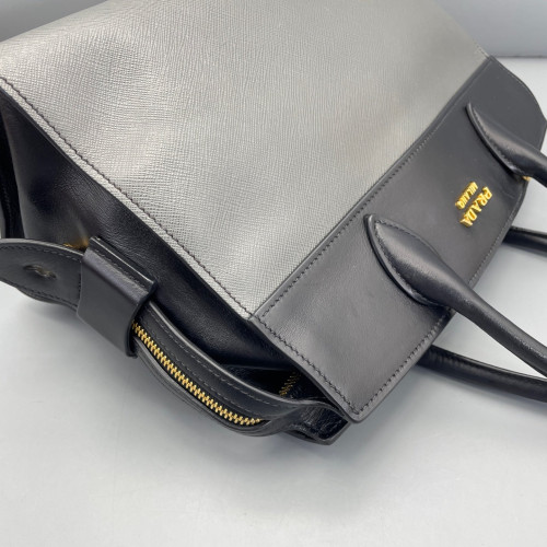 Prada Medium Esplanade Saffiano Calfskin Black Grey