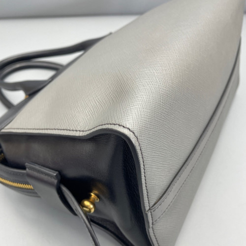 Prada Medium Esplanade Saffiano Calfskin Black Grey