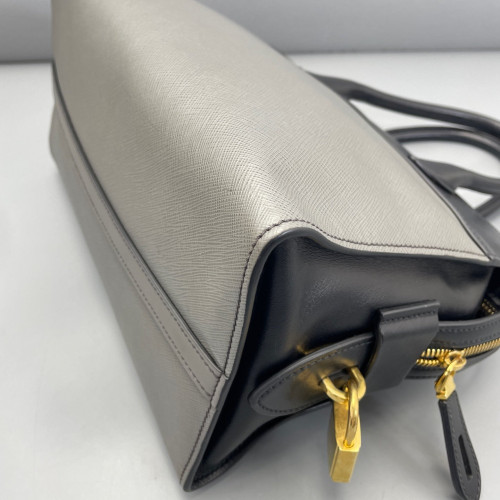 Prada Medium Esplanade Saffiano Calfskin Black Grey