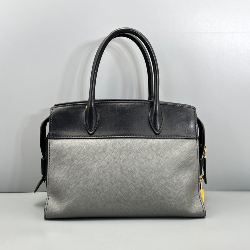 Prada Medium Esplanade Saffiano Calfskin Black Grey