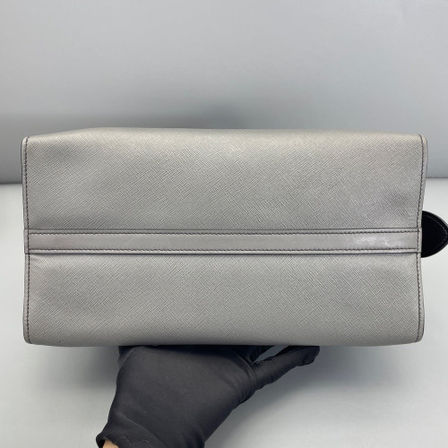 Prada Medium Esplanade Saffiano Calfskin Black Grey