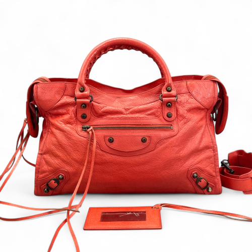 Balenciaga Medium City Arena Lambskin Red Orange Balenciaga Medium City Arena Lambskin Red Orange