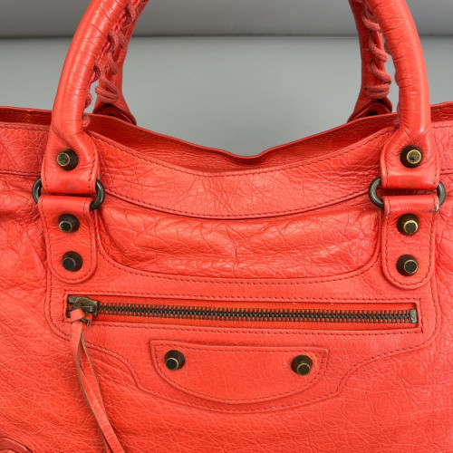Balenciaga Medium City Arena Lambskin Red Orange Balenciaga Medium City Arena Lambskin Red Orange
