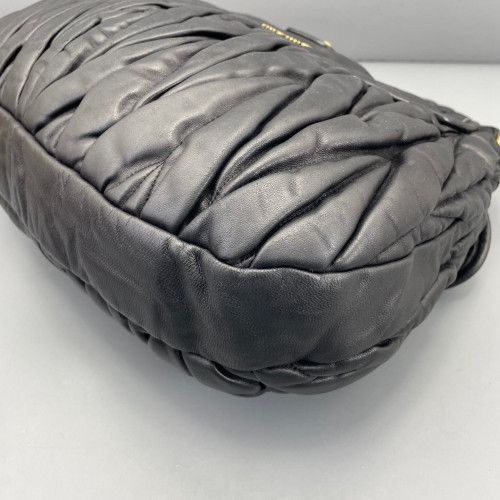 Miu Miu Two-Way Bag Crumpled Calfskin Black