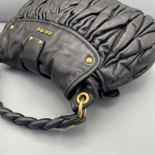 Miu Miu Two-Way Bag Crumpled Calfskin Black
