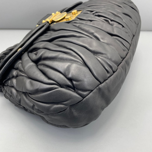 Miu Miu Two-Way Bag Crumpled Calfskin Black