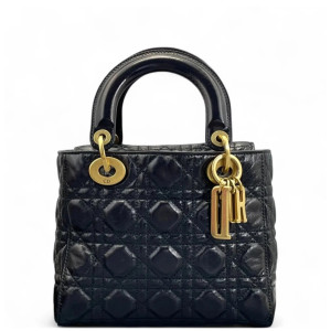 Dior Cannage Small Lady Dior Calfskin Black