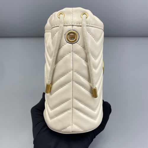 Gucci Mini GG Marmont Bucket Bag Calfskin White Gucci Mini GG Marmont Bucket Bag Calfskin White