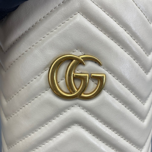 Gucci Mini GG Marmont Bucket Bag Calfskin White Gucci Mini GG Marmont Bucket Bag Calfskin White