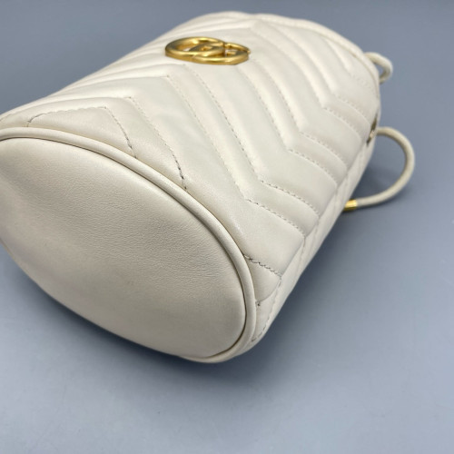 Gucci Mini GG Marmont Bucket Bag Calfskin White Gucci Mini GG Marmont Bucket Bag Calfskin White