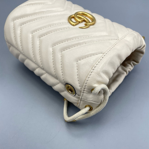 Gucci Mini GG Marmont Bucket Bag Calfskin White Gucci Mini GG Marmont Bucket Bag Calfskin White