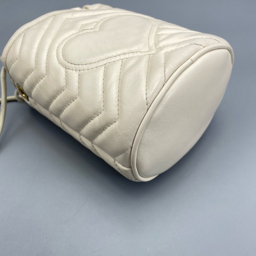 Gucci Mini GG Marmont Bucket Bag Calfskin White Gucci Mini GG Marmont Bucket Bag Calfskin White