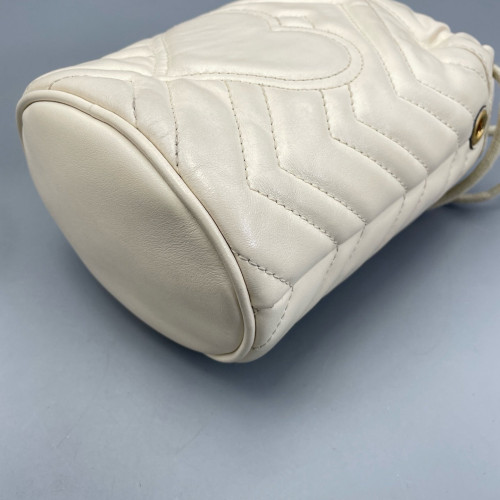 Gucci Mini GG Marmont Bucket Bag Calfskin White Gucci Mini GG Marmont Bucket Bag Calfskin White