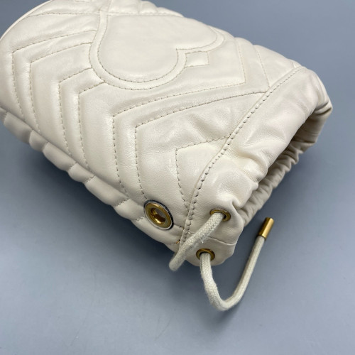 Gucci Mini GG Marmont Bucket Bag Calfskin White Gucci Mini GG Marmont Bucket Bag Calfskin White