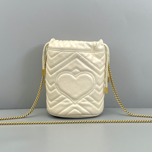 Gucci Mini GG Marmont Bucket Bag Calfskin White Gucci Mini GG Marmont Bucket Bag Calfskin White