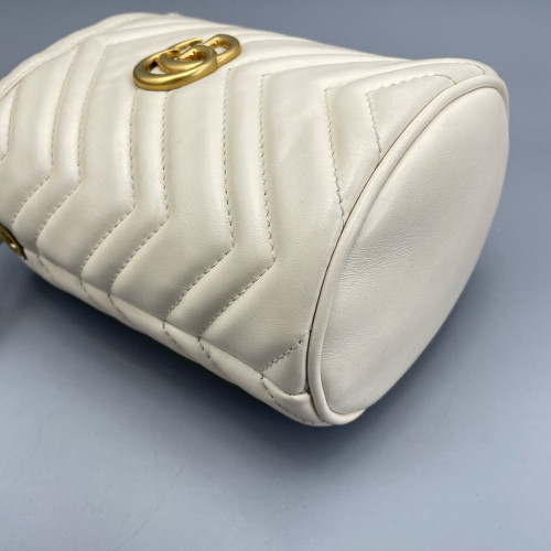 Gucci Mini GG Marmont Bucket Bag Calfskin White Gucci Mini GG Marmont Bucket Bag Calfskin White
