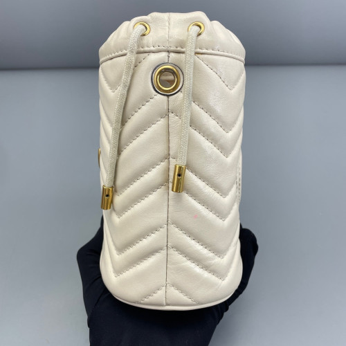 Gucci Mini GG Marmont Bucket Bag Calfskin White Gucci Mini GG Marmont Bucket Bag Calfskin White