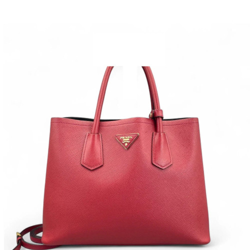 Prada Large Double Bag Saffiano Calfskin Red