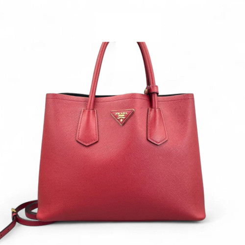 Prada Large Double Bag Saffiano Calfskin Red