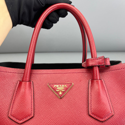 Prada Large Double Bag Saffiano Calfskin Red