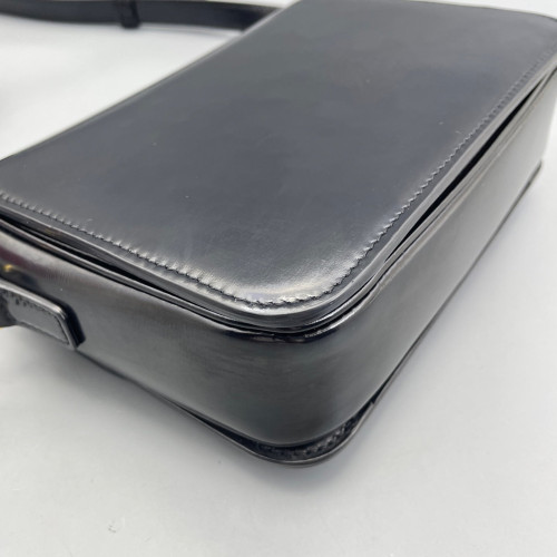 Celine Triomphe Teen Triomphe Shoulder Bag Glazed Calfskin Black
