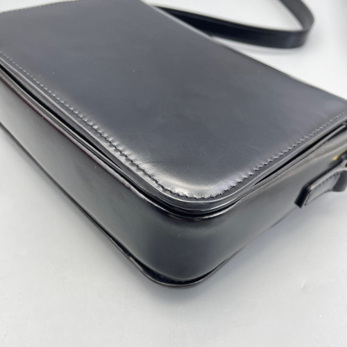 Celine Triomphe Teen Triomphe Shoulder Bag Glazed Calfskin Black
