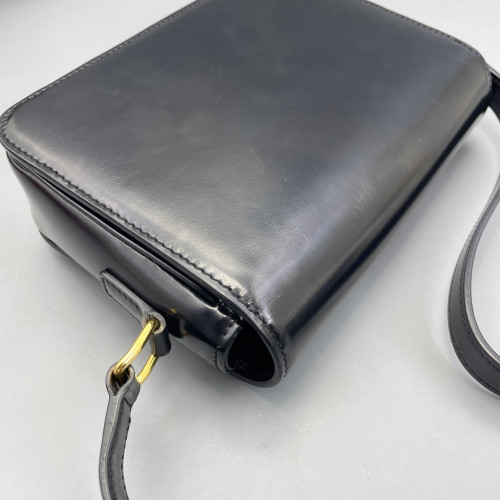 Celine Triomphe Teen Triomphe Shoulder Bag Glazed Calfskin Black