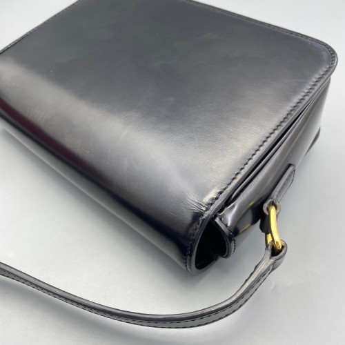 Celine Triomphe Teen Triomphe Shoulder Bag Glazed Calfskin Black