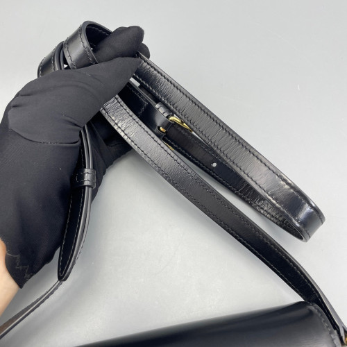Celine Triomphe Teen Triomphe Shoulder Bag Glazed Calfskin Black