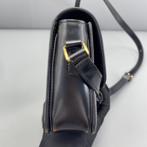Celine Triomphe Teen Triomphe Shoulder Bag Glazed Calfskin Black