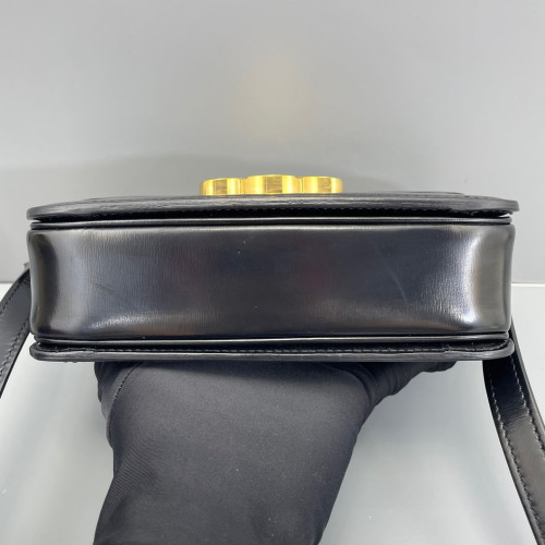 Celine Triomphe Teen Triomphe Shoulder Bag Glazed Calfskin Black